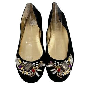 Nine West womens ballet flats size 10 sixteen black suede gem balletcore